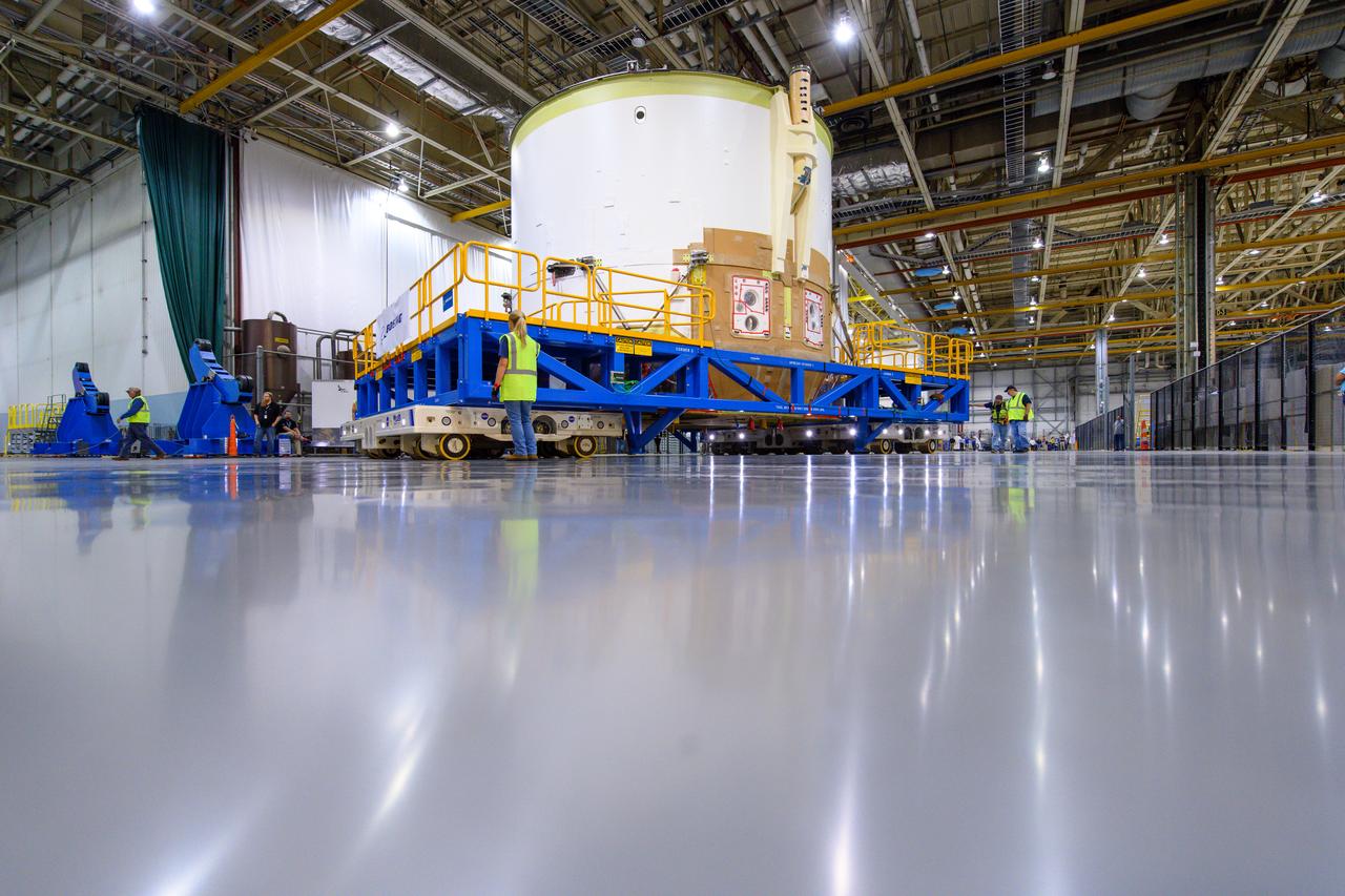 Technicians at NASA’s Michoud Assembly Facility in New Orleans moved the engine section for NASA’s Space Launch System (SLS) rocket to another part of the facility on Sept. 3 to prepare it for joining to the rest of the rocket’s core stage. The engine section, which comprises the lowest portion of the 212-foot-tall stage, is the last major component to be horizontally integrated to the core stage. Michoud crews completed assembly on the flight hardware that will be used for Artemis I, the first lunar mission of SLS and NASA’s Orion spacecraft, on Aug. 29. NASA and Boeing engineers removed the scaffolding surrounding the hardware to use a special tool to properly position the engine section for its attachment to the rest of the stage. The core stage’s two liquid propellant tanks and four RS-25 engines will produce more than 2 million pounds of thrust to send the SLS rocket and Orion on the Artemis lunar missions. The engine section houses the four RS-25 engines and includes vital systems for mounting, controlling and delivering fuel form the propellant tanks to the rocket’s engines. Offering more payload mass, volume capability and energy to speed missions through space, the SLS rocket, along with NASA’s Gateway in lunar orbit and Orion, is part of NASA’s backbone for deep space exploration and the Artemis lunar program. No other rocket is capable of carrying astronauts in Orion around the Moon in a single mission.